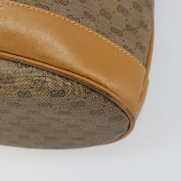 GUCCI Micro GG Supreme Shoulder Bag PVC Beige Gold Auth 169392