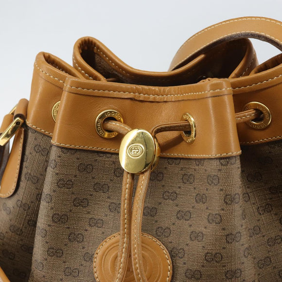 GUCCI Micro GG Supreme Shoulder Bag PVC Beige Gold Auth 169392