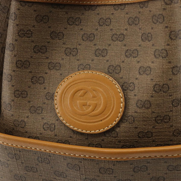GUCCI Micro GG Supreme Shoulder Bag PVC Beige Gold Auth 169392