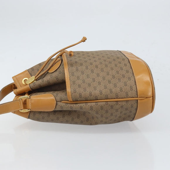 GUCCI Micro GG Supreme Shoulder Bag PVC Beige Gold Auth 169392