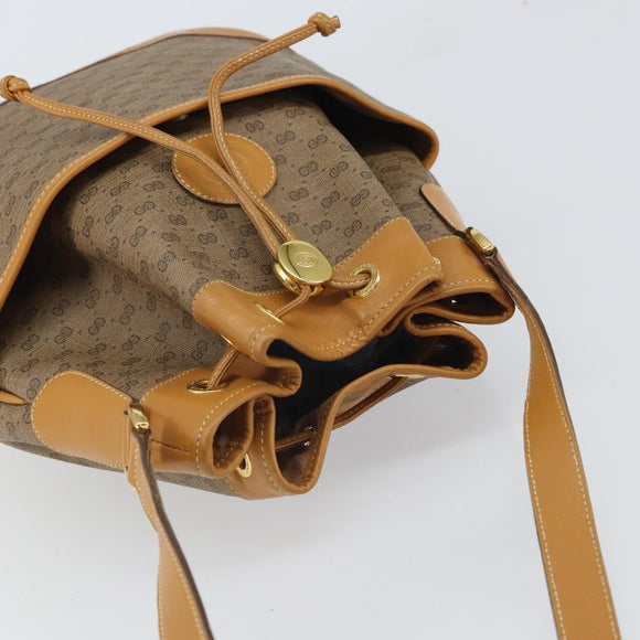GUCCI Micro GG Supreme Shoulder Bag PVC Beige Gold Auth 169392