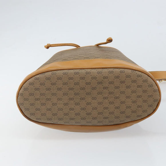 GUCCI Micro GG Supreme Shoulder Bag PVC Beige Gold Auth 169392