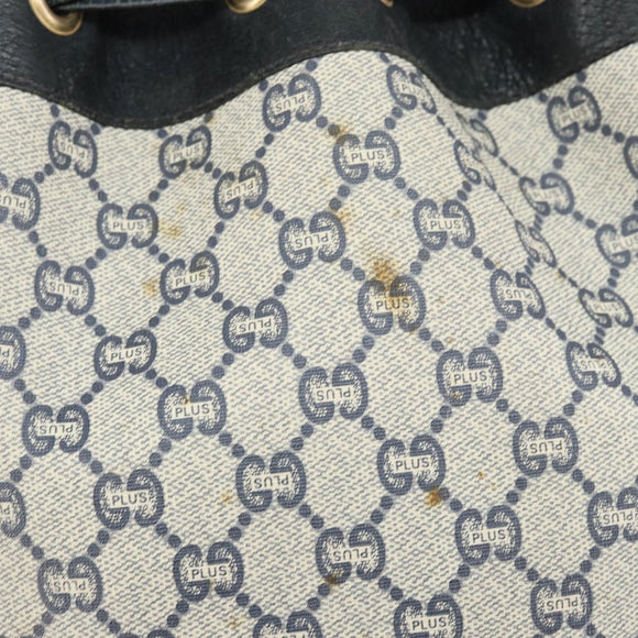 GUCCI GG Plus Supreme purse Shoulder Bag PVC Navy Gold Auth 169393