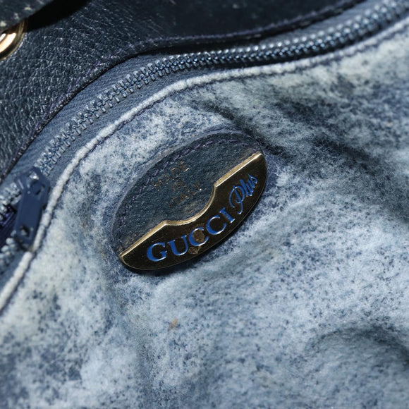 GUCCI GG Plus Supreme purse Shoulder Bag PVC Navy Gold Auth 169393