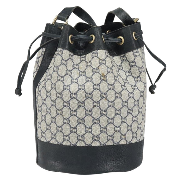 GUCCI GG Plus Supreme purse Shoulder Bag PVC Navy Gold Auth 169393