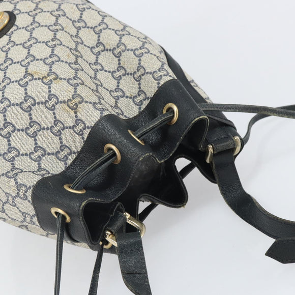 GUCCI GG Plus Supreme purse Shoulder Bag PVC Navy Gold Auth 169393