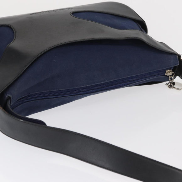 Salvatore Ferragamo Shoulder Bag Canvas Navy Gold Auth 169396