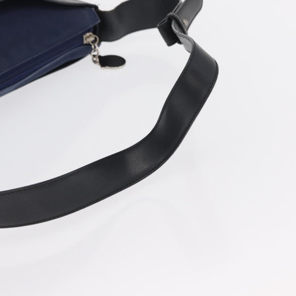 Salvatore Ferragamo Shoulder Bag Canvas Navy Gold Auth 169396