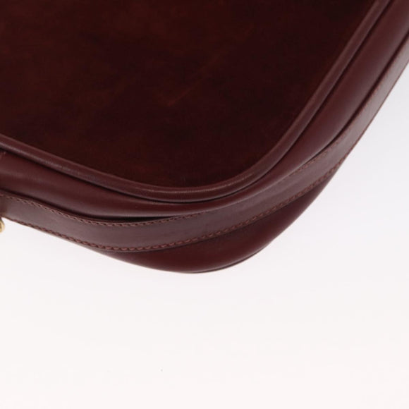 CARTIER Must Line Shoulder Bag Leather Bordeaux Gold Auth 169400