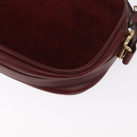 CARTIER Must Line Shoulder Bag Leather Bordeaux Gold Auth 169400