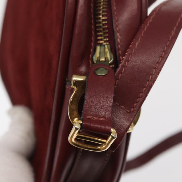CARTIER Must Line Shoulder Bag Leather Bordeaux Gold Auth 169400