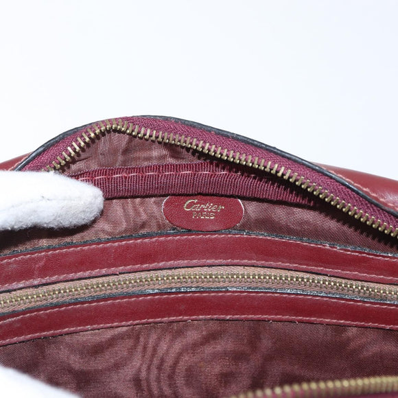 CARTIER Must Line Shoulder Bag Leather Bordeaux Gold Auth 169400