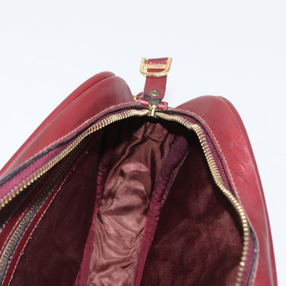 CARTIER Must Line Shoulder Bag Leather Bordeaux Gold Auth 169400