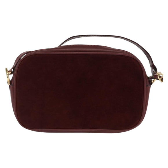 CARTIER Must Line Shoulder Bag Leather Bordeaux Gold Auth 169400