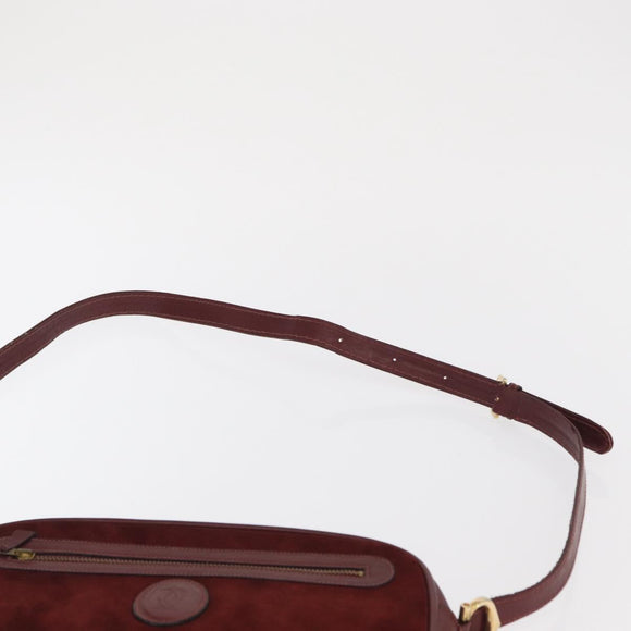 CARTIER Must Line Shoulder Bag Leather Bordeaux Gold Auth 169400
