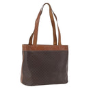 CELINE Macadam Canvas Tote Bag PVC Leather Brown Gold Auth 169401-1