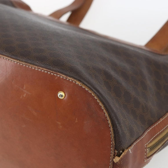 CELINE Macadam Canvas Tote Bag PVC Leather Brown Gold Auth 169401