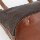 CELINE Macadam Canvas Tote Bag PVC Leather Brown Gold Auth 169401-14