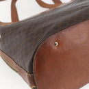 CELINE Macadam Canvas Tote Bag PVC Leather Brown Gold Auth 169401-16