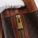CELINE Macadam Canvas Tote Bag PVC Leather Brown Gold Auth 169401-17