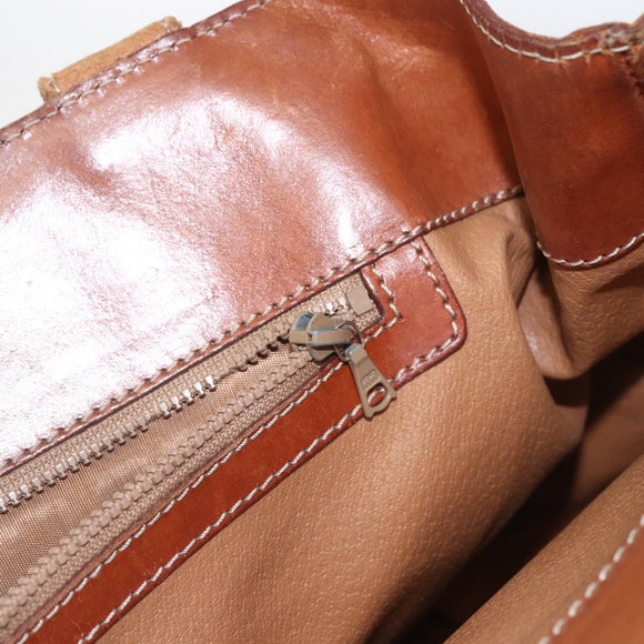 CELINE Macadam Canvas Tote Bag PVC Leather Brown Gold Auth 169401