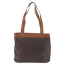 CELINE Macadam Canvas Tote Bag PVC Leather Brown Gold Auth 169401-13