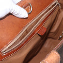 CELINE Macadam Canvas Tote Bag PVC Leather Brown Gold Auth 169401-23