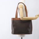 CELINE Macadam Canvas Tote Bag PVC Leather Brown Gold Auth 169401-24