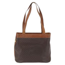 CELINE Macadam Canvas Tote Bag PVC Leather Brown Gold Auth 169401-2