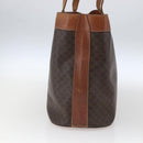 CELINE Macadam Canvas Tote Bag PVC Leather Brown Gold Auth 169401-3