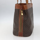 CELINE Macadam Canvas Tote Bag PVC Leather Brown Gold Auth 169401-4
