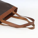 CELINE Macadam Canvas Tote Bag PVC Leather Brown Gold Auth 169401-7