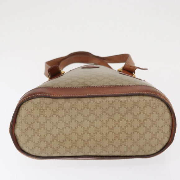 CELINE Macadam Canvas Tote Bag PVC Beige Gold Auth 169402