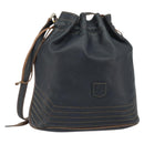 CELINE Purse Shoulder Bag Leather Black Gold Auth 169404-1
