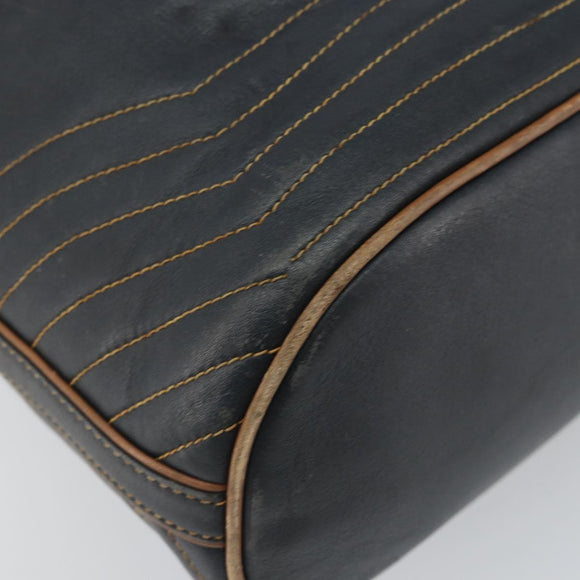 CELINE Purse Shoulder Bag Leather Black Gold Auth 169404