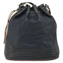 CELINE Purse Shoulder Bag Leather Black Gold Auth 169404-2