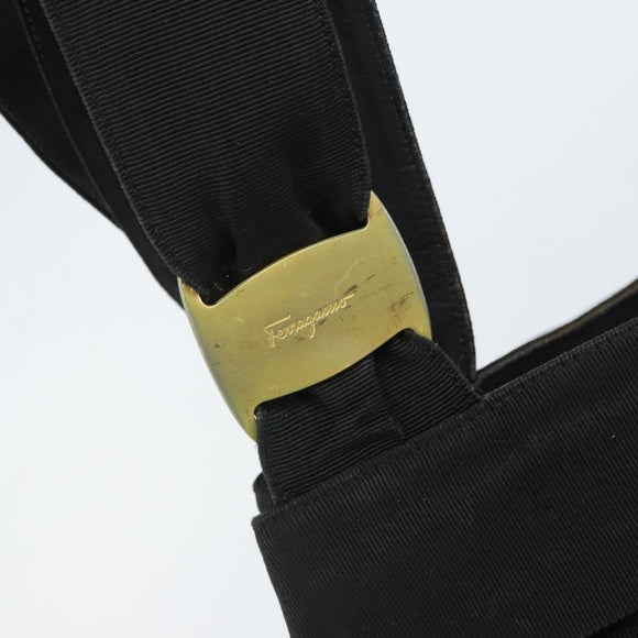 Salvatore Ferragamo Tote Bag Canvas Black Gold Auth 169405