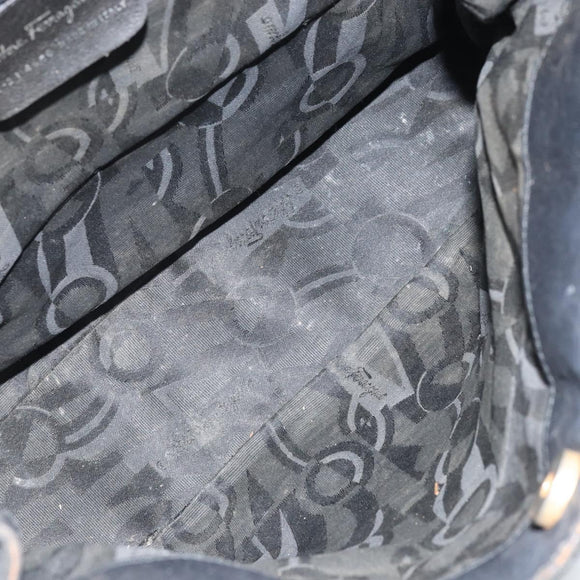 Salvatore Ferragamo Tote Bag Canvas Black Gold Auth 169405