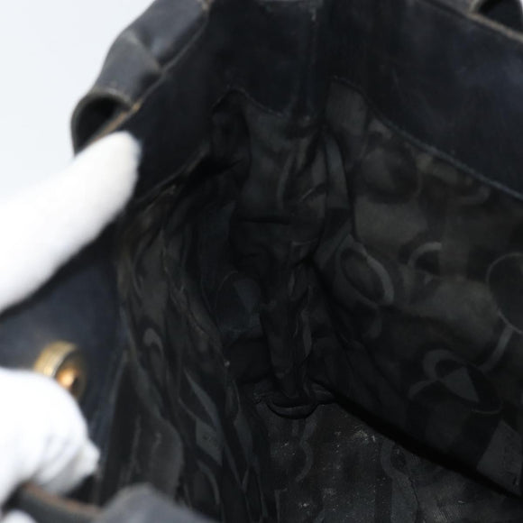 Salvatore Ferragamo Tote Bag Canvas Black Gold Auth 169405