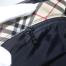 BURBERRY Nova Check Blue Label Hand Bag Nylon Beige Silver Auth 169406-17