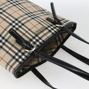 BURBERRY Nova Check Blue Label Hand Bag Nylon Beige Silver Auth 169406-6