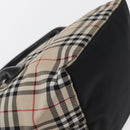 BURBERRY Nova Check Blue Label Hand Bag Nylon Beige Silver Auth 169408-9