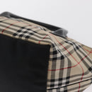 BURBERRY Nova Check Blue Label Hand Bag Nylon Beige Silver Auth 169408-14