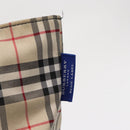 BURBERRY Nova Check Blue Label Hand Bag Nylon Beige Silver Auth 169408-10
