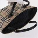 BURBERRY Nova Check Blue Label Hand Bag Nylon Beige Silver Auth 169408-6
