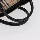 BURBERRY Nova Check Blue Label Hand Bag Nylon Beige Silver Auth 169408-7