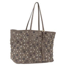 Jimmy Choo Studs Tote Bag Leather Beige Auth 169409-1