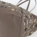 Jimmy Choo Studs Tote Bag Leather Beige Auth 169409-10