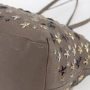 Jimmy Choo Studs Tote Bag Leather Beige Auth 169409-12