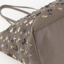 Jimmy Choo Studs Tote Bag Leather Beige Auth 169409-13